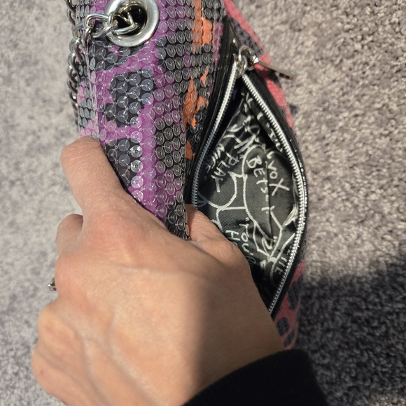 Betsey Johnson Pink Leopard Sequin Clutch - Picture 6 of 7